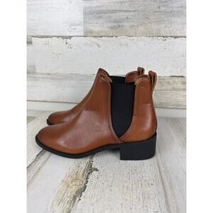 Steve Madden women 6.5 brown darbie leather ankle boot chelsea slip on heel